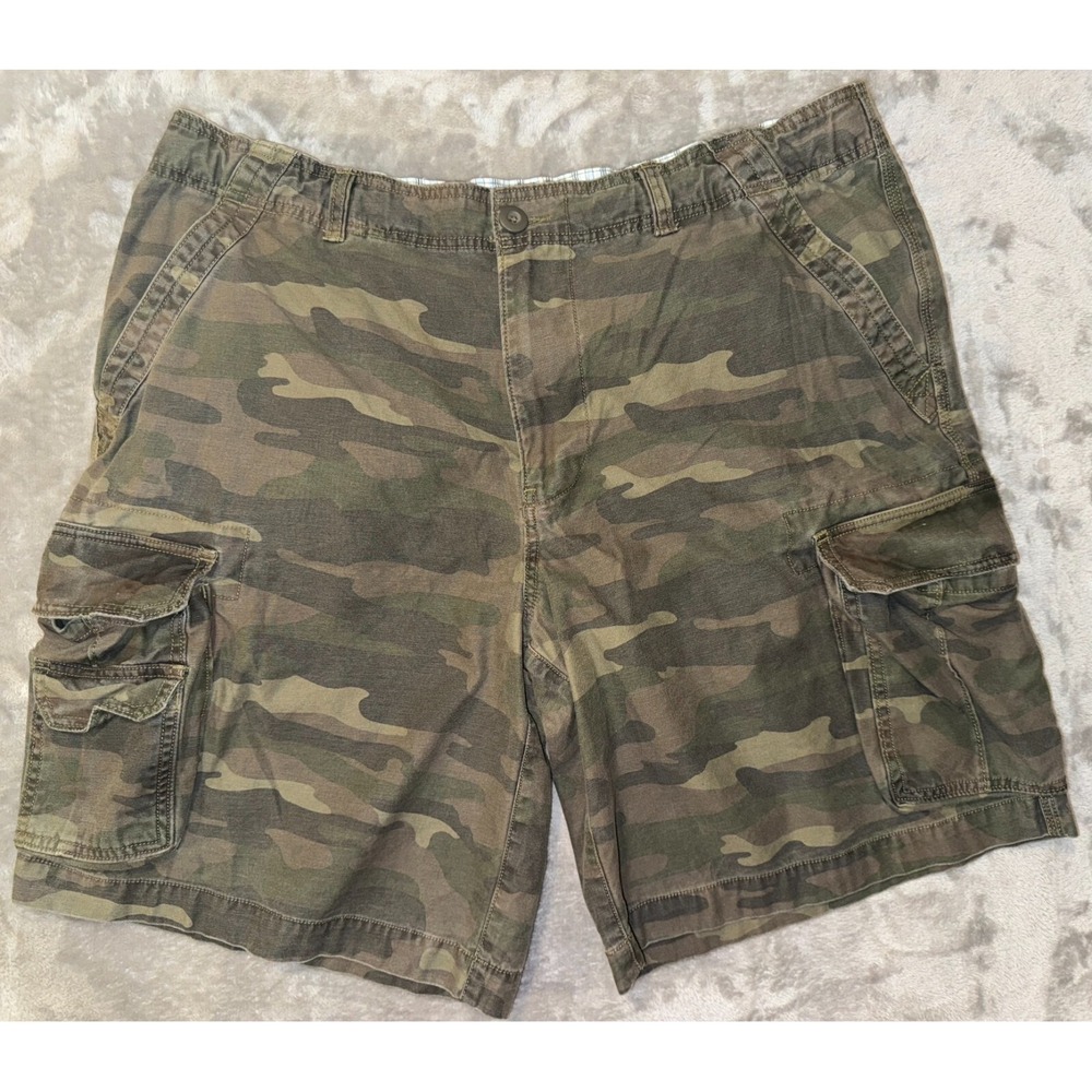 Faded‎ Glory Shorts Mens 42 Green Camo Cargo Baggy Gorpcore Hiking Camping Trail